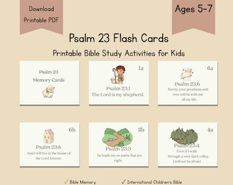 Psalm 23 Vorschule Bibel Memory Flashcards Schriftkarten für Kinder Printable Devotion Christian Homeschool Ressourcen Bibelstudienwerkzeug