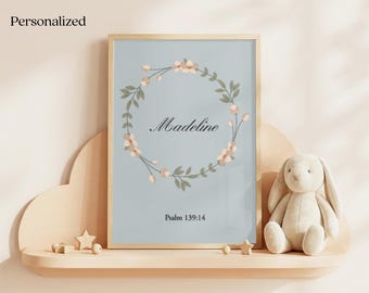 Personalisierte Baby Girl Bibel Vers Wandkunst (Digitaler Download)