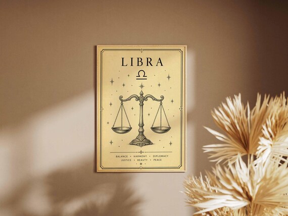 Libra Zodiac Poster, Astrology Wall Art, Home Decor,