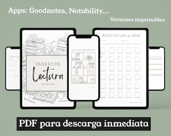 Minimalist Reading Journal | Spanish Book Tracker, Reading Challenge (Digital Download)