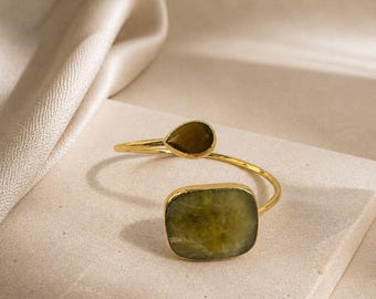 Olive Aura Adjustable Bracelet – 14K Gold Plated Brass
