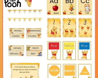 WTP Classroom Decor Bundle | Editable Canva Templates | ABC, Numbers, Shapes, etc | PDF