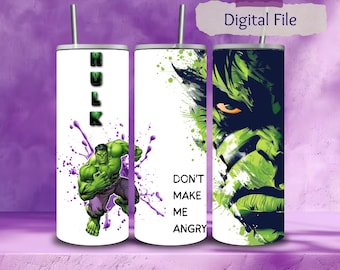 Hulk Inspired Tumbler Wrap PNG: 20oz Skinny Tumbler Sublimation Design (Digital Download
