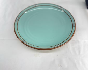 Vintage Noritake Stoneware Boulder Ridge Turquoise 10.25" Dinner Plate 8674