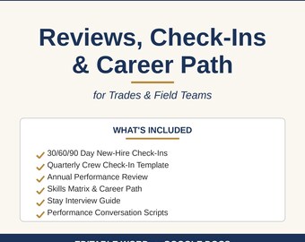 Trades Performance Retention Kit, Reviews, Skills Matrix, Stay Interview (Digital Download)