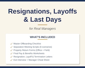 Exit Offboarding Kit, Resignation Layoff Scripts, Property Return Forms (Digital Download)