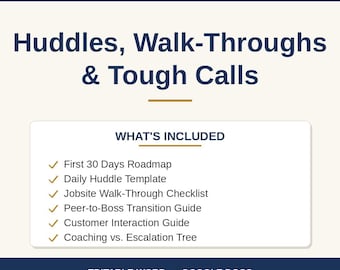 Crew Lead Survival Kit, Daily Huddle, Jobsite Walk-Through Templates (Digital Download)