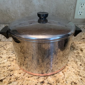 Revere Ware 8 Qt Quart Stock Soup Pot Dutch Oven Pan with Lid Copper Clad Bottom Vintage 88 Clinton, ILL