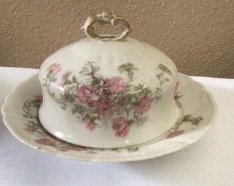 Limoges William Guerin Butter Dish with Domed Lid Cheese Cloche Candy dish 1920's 1930's