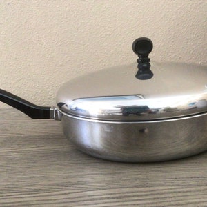 Farberware 10&quot; Skillet Frying Pan with Lid Aluminum Clad Stainless Steel Bronx NY USA Vintage