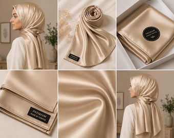 Luxe satijnen hijab zachte Turkse hoofddoek elegante moslim sjaal premium tulband sjaal islamitisch cadeau voor vrouwen