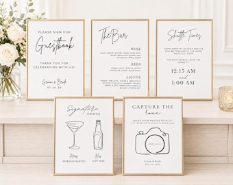 Customizable 5x7 Wedding Signage Bundle | Digital Download | Editable and Printable!