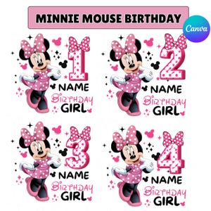 Individuelles Minnie-Maus-Bügelbild für Geburtstagskinder, Minnie-Maus-Bügelbild für Geburtstagskinder, Minnie-Maus-Bügelbild für Shirts, DIY-Leinwand