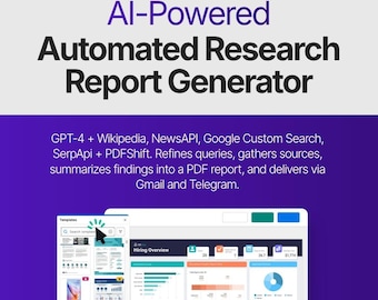 May include: A digital graphic with the Droptive logo and the text "AI-Powered Automated Research Report Generator." The image includes a screenshot of a report interface with charts and data, and text describing the report's features.