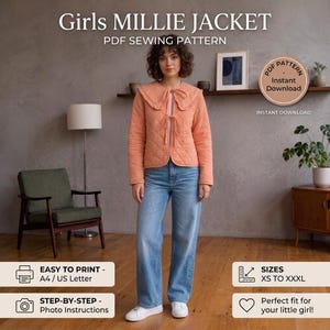 Millie Jacka PDF Symönster | Quiltade Ytterkläder med Knytning Framtill (XS-XXXL)