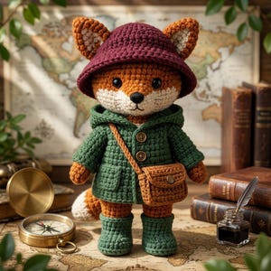 Fox Explorer amigurumi-haakpatroon | Zelfstudie bosdierenspeelgoed (pdf-download)
