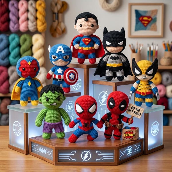 Von Superhelden inspiriertes Häkelanleitungspaket, 8 Amigurumi PDF-Puppenmuster, sofortiger digitaler Download