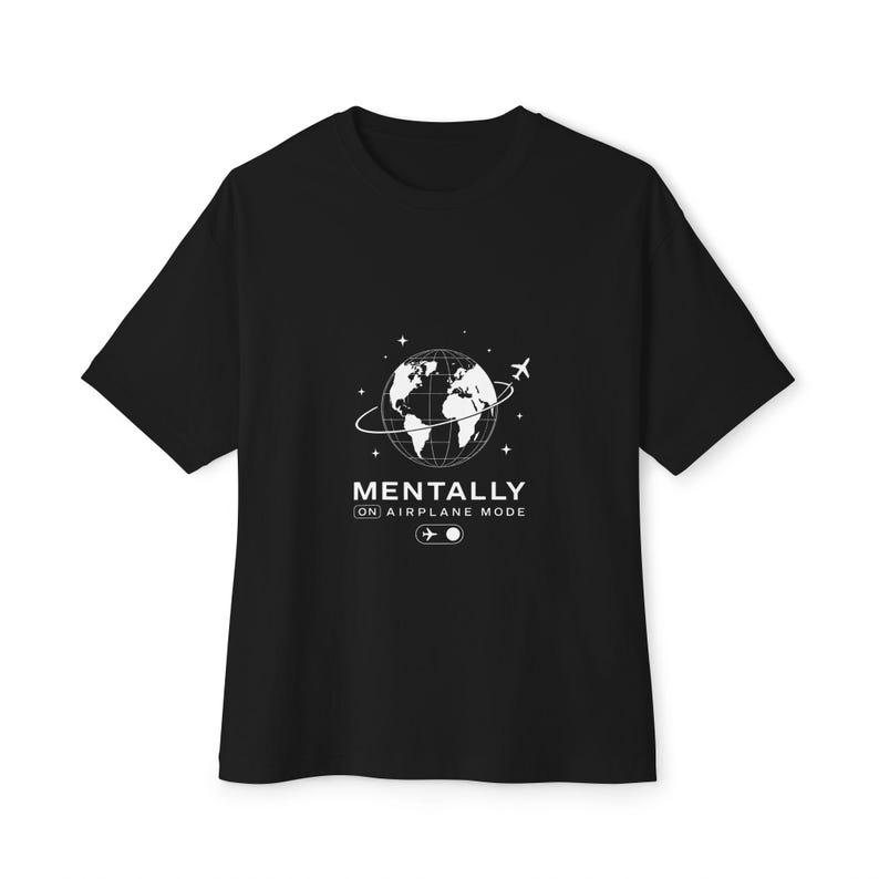 Mentally on Airplane Mode T-Shirt | Globe Plane Graphic Tee image 2