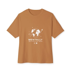 Mentally on Airplane Mode T-Shirt | Globe Plane Graphic Tee image 6