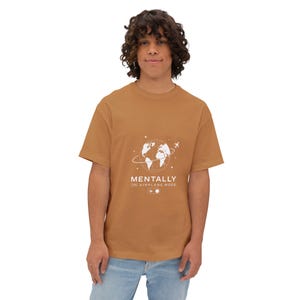 Mentally on Airplane Mode T-Shirt | Globe Plane Graphic Tee image 7