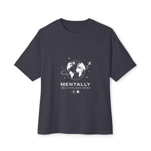 Mentally on Airplane Mode T-Shirt | Globe Plane Graphic Tee image 9