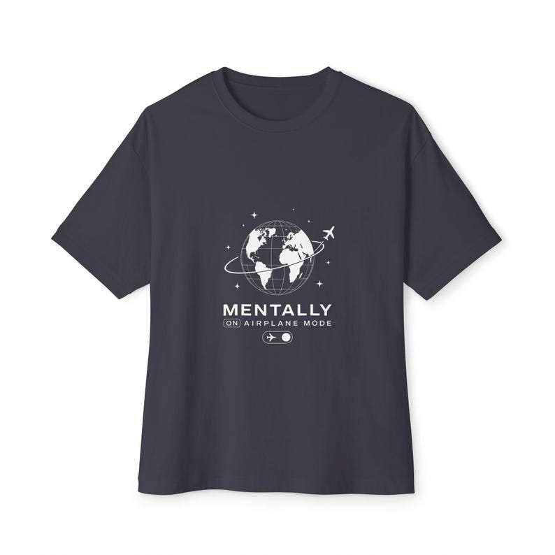 Mentally on Airplane Mode T-Shirt | Globe Plane Graphic Tee image 9