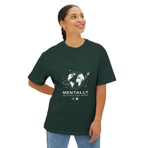 Mentally on Airplane Mode T-Shirt | Globe Plane Graphic Tee image 11