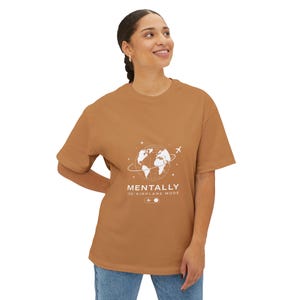 Mentally on Airplane Mode T-Shirt | Globe Plane Graphic Tee image 5