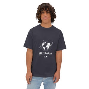 Mentally on Airplane Mode T-Shirt | Globe Plane Graphic Tee image 10
