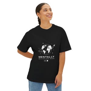 Mentally on Airplane Mode T-Shirt | Globe Plane Graphic Tee image 3