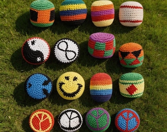 Hand-Crocheted Hacky Sack, Cotton Hacky Sack Footbags, Sensory Stress Relief Toys
