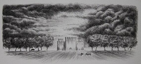 Approaching Storm Pen and Ink Landscape Drawing, Gatehouse Art
