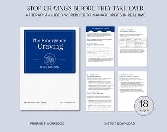 Emergency Craving Workbook PDF | Urge Surfing Recovery Tool | Therapist Created Addiction Support Guide | Relapse Prevention Worksheet