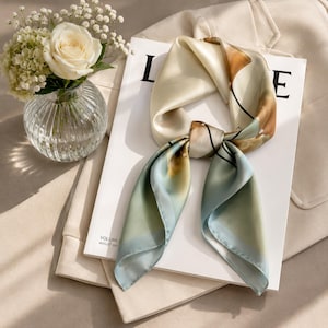 Luxus Seidenschal Frauen Vintage Boho Bandana Elegante Haar Wrap Halstuch