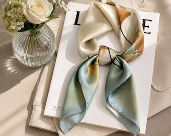 Foulard en soie de luxe pour femme bandana bohème vintage élégant foulard châle