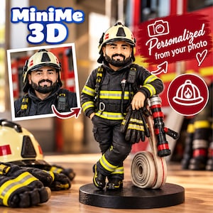 Personlig brandmansfigur från foto, anpassad brandmansstatyett, handmålad brandkårsbobblehead, pensionspresent till honom