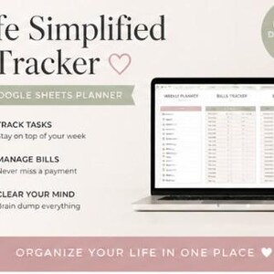Life Vereenvoudigde Tracker | Google Spreadsheets-planner | Digitale planner | Wekelijkse taaktracker | Rekeningtracker