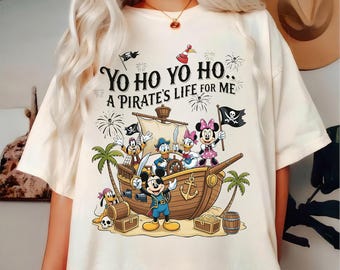 Vintage Disney Mickey & Friends Yo Ho Yo Ho A Pirates Life for Me Signatures, Disney Pirates of the Caribbean PNG, Disney Pirate Cruise Gift