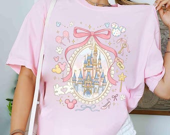 Castle Coquette Pink Bow PNG, Magic Kingdom Princess Vacation Digital Design (Sublimation Only)