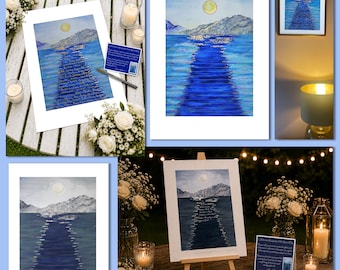 Wedding Guest Signature Print, Personalised Lake District Watercolour, Collaborative Keepsake Guest Book Alternative, Lake Windermere Art