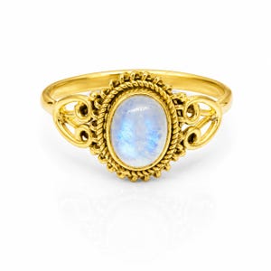 Ovale regenboog maansteen ring in 925 sterlingzilver, vintage maansteen sieraden, blauwe flits edelsteen ring, cadeau voor haar, cabo ringen, verjaardag
