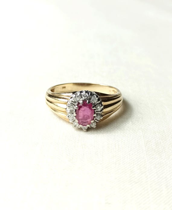 Ruby Cluster Ring – Vintage 585 Gold, Natural Rub… - image 10