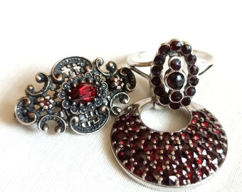 Granat Silberschmuck Set