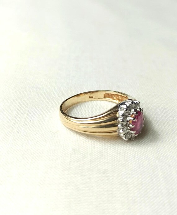 Ruby Cluster Ring – Vintage 585 Gold, Natural Rub… - image 12