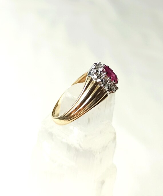 Ruby Cluster Ring – Vintage 585 Gold, Natural Rub… - image 8