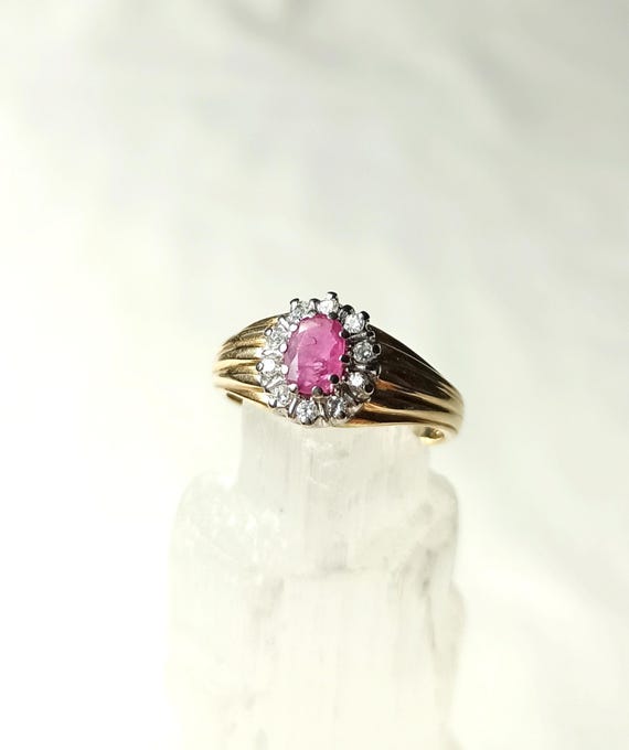 Ruby Cluster Ring – Vintage 585 Gold, Natural Rub… - image 11