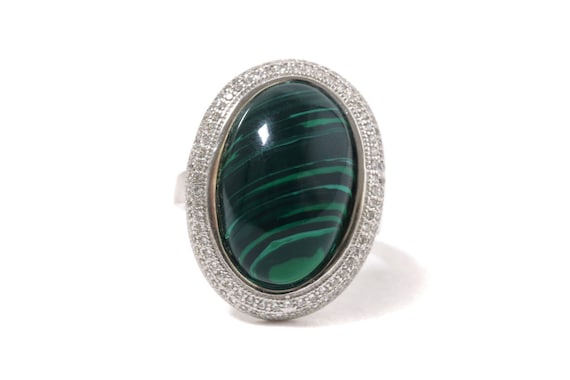 Malachite silver ring