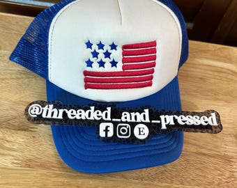 USA Flag - Embroidered hat- simple- minimal - July 4th America cap - BBQ -  gathering