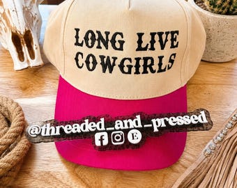 Embroidered Long Live Cowgirls  - Cap - western - Rodeo - Boots & Pearls - Wranglers - Rocky Mountain Jeans - '90s Country - '80s dance hall