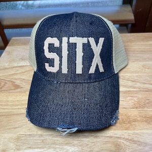 Custom Sea Isle, Galveston Texas Custom Distressed baseball Trucker hat - Patchwork Embroidery - SITX